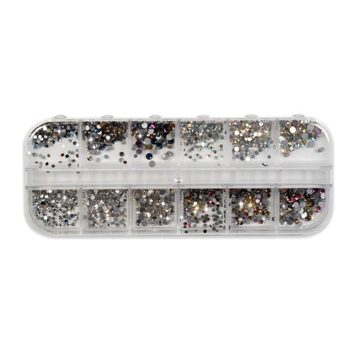 2500pcs Nail Rhinestones Kit Boxed 21 Grids Set 1pc Pick Up Pen Glass  Crystal US